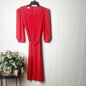 Vintage Lady Carol  of New York Red Print 80s Dress
